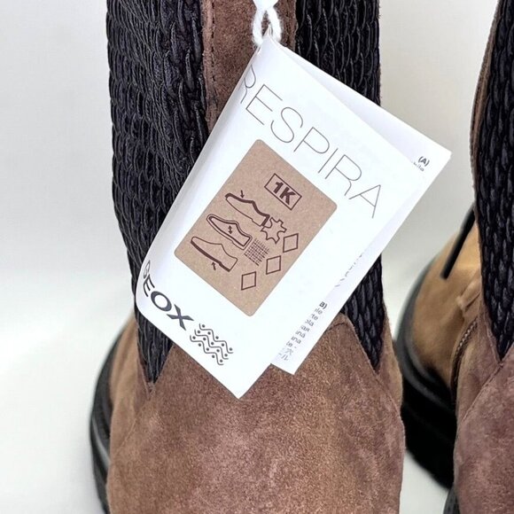 GEOX Respira Iridea Lace-Up Ankle Boots Size 39 EU US 9 Brown Suede Zip Side - Picture 3 of 15